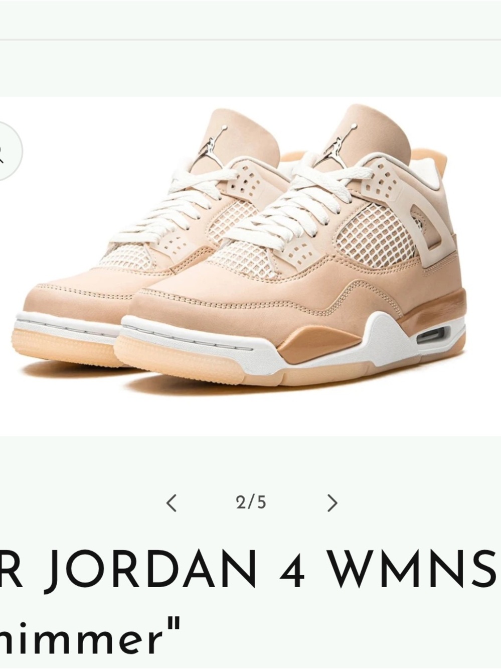 Air Jordan 4 WMNS "Shimmer" sneakers in beige and tan size 5.5
